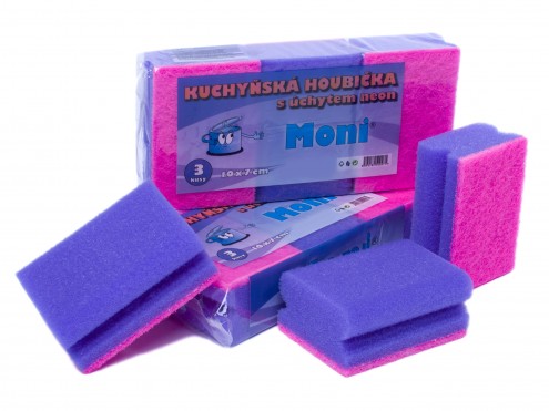 Kuchyňská houbička s úchytem NEON 3ks